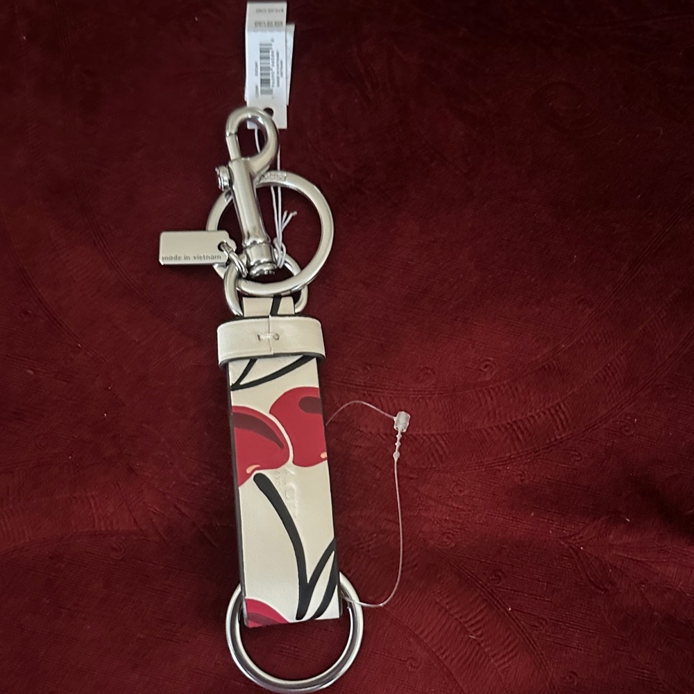 Coach Cherry Pattern Keychain With Silver Accents - image 2